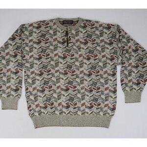 Vintage Brandini Sweater Mens Sz XL Geometric 1990s Dad‎ Grandpa 90s Italy